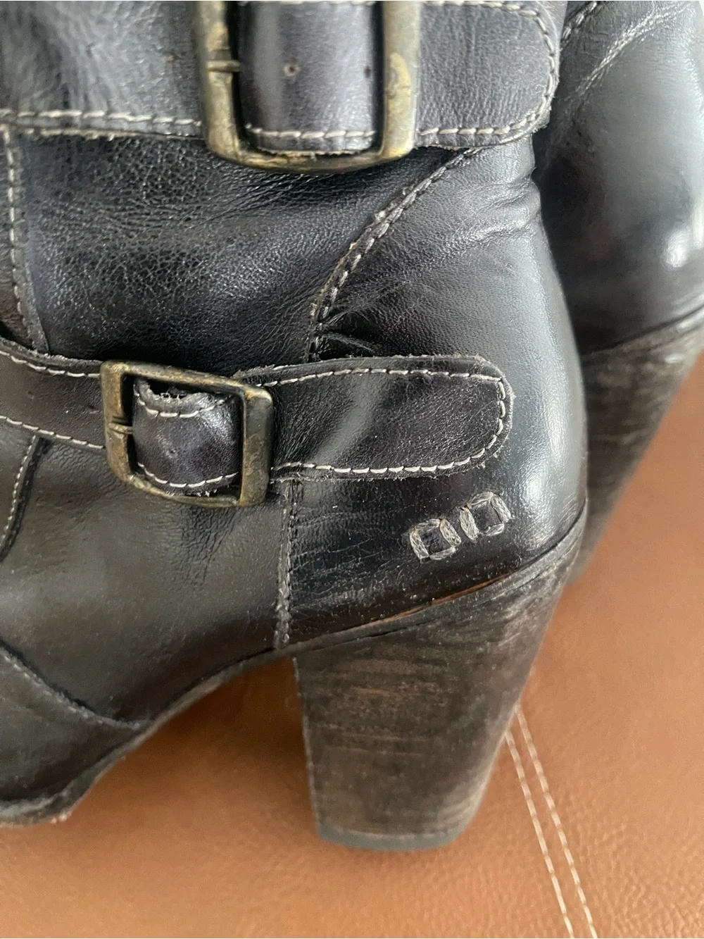 Women's Black Leather Knee-High Buckle Boots.   BED|STU